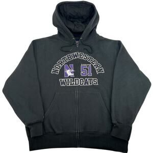 Vtg y2k Northwestern University Wildcats Men's L Jansport Zip Hoodie Sweatshirt